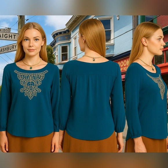 XHILIRATION WOMENS PETITE BOHO BLOUSE SIZE SMALL NWOT - Picture 4 of 4